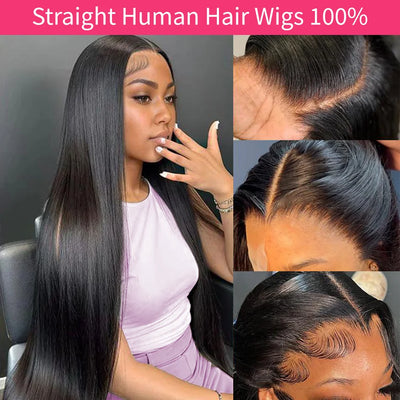 Straight Human Hair Wigs 13X6 Hd Lace Frontal Wig Glueless 5X5 Hd Lace Closure Wig 360 Full Lace Wig Brazilian 40 Inch For Women