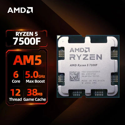 AMD Ryzen 5 7500F Gaming Processor 5GHz 6-Core 12-Thread 38MB Game Cache Socket AM5 Gaming CPU without Packge for PC Gamer