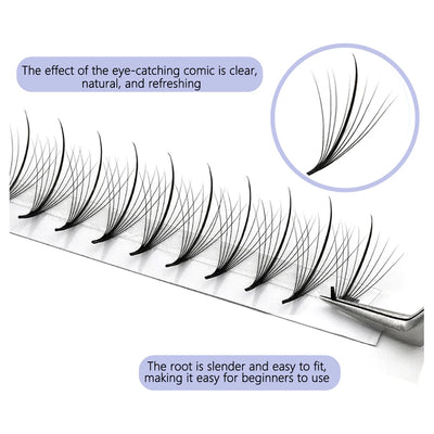 Aguud 3D 5D 7D 9D Wispy Prefabricated Fan Spike Promade Eyelash Extension Pointy Base Hybrid Fan Lash C D Curl Effect Wispy Lash