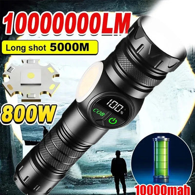 High Strong Power LED Flashlights USB Rechargeable Magnetic Tactical Torch With COB Side Light Camping Fishing Zoom Lantern