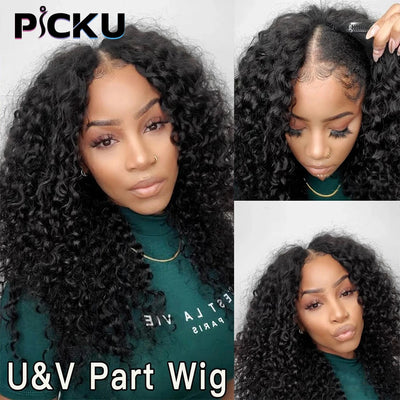 V Part Wig Human Hair No Leave Out Brazilian Deep Wave Human Hair Wigs for Women U Part Deep Curly Wigs No Glue Wig Virg