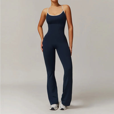 Sexy Back V Jumpsuit Gym Set Women Training Yoga Suit Sportswear Women Sports Jumpsuit Fitness Rompers Stretch Workout B