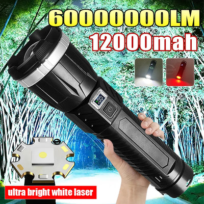 Most Poweful LED Flashlight 6000000LM Strong Light Torch Rechargeable Lamp High Power Long Shot 4km Tactical Flashlights