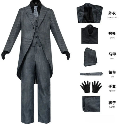 Gotham Penguin Cobblepot Cosplay Costume Top and Pants Striped Suit Movie Characters Halloween Carnival Party Costume fo