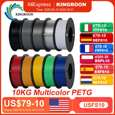 10KG 1.75mm PETG Filament Tangle-Free, High Quality 3D Printing Eco-friendly Plastic Consumables 22LBS, vacuum packaging 3D Prin