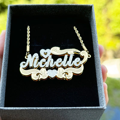 Custom Name Stainless Steel Necklace Personalized 3D Double Color Nameplate Necklaces For Women Men Jewelry Anniversary