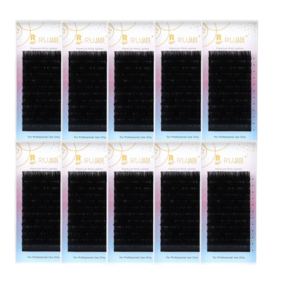RUJADE 10 Trays/lot Wholesale Individual False Eyelashes Extension Mink Russian Volume Eyelashes Korea PBT Material Silk Lashes