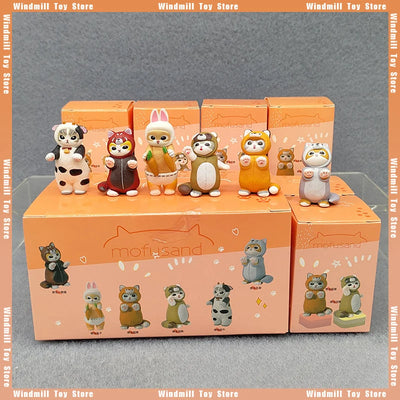 4cm Mofu Cat sands Action Figure Collection Set Animal Headgear Doll Kawaii  Cute PVC Model Desktop Decoration Crafts Gifts Toys