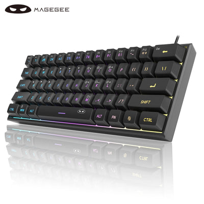 MageGee Mini 60% Gaming Keyboard, RGB Backlit 61 Key Ultra-Compact Keyboard, TS91 Ergonomic Waterproof Mechanical Feelin