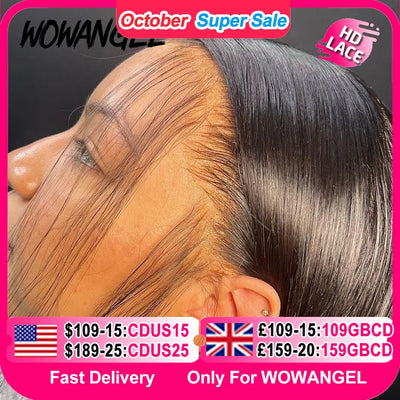 WOW ANGEL HD Lace Frontal Wig 250% 13x6 HD Lace Front Wig Straight Hair Invisible HD Lace Melt Skin HD Lace Front Human Hair Wig
