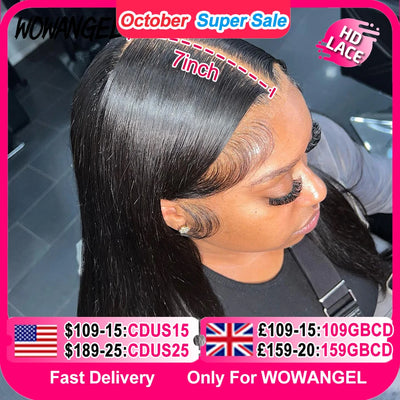 Wow Angel Glueless Wigs 7x7/6x6/5x5 HD Lace Closure Wigs Silk Straight Melt Skins Deep Part Ready to Go Human Hair Wig F